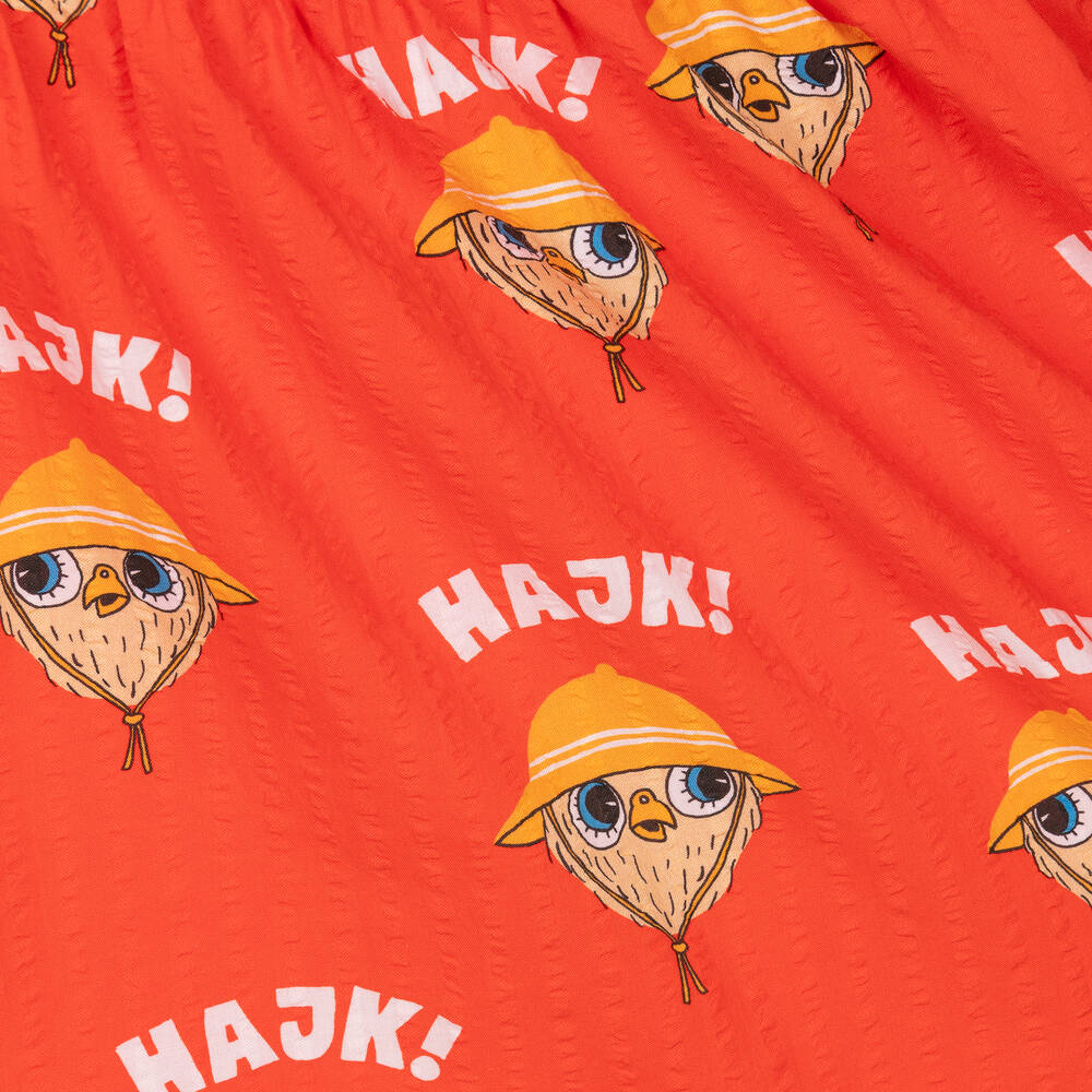 Mini Rodini-Girls Red Organic Cotton Owl Dress | Childrensalon Outlet