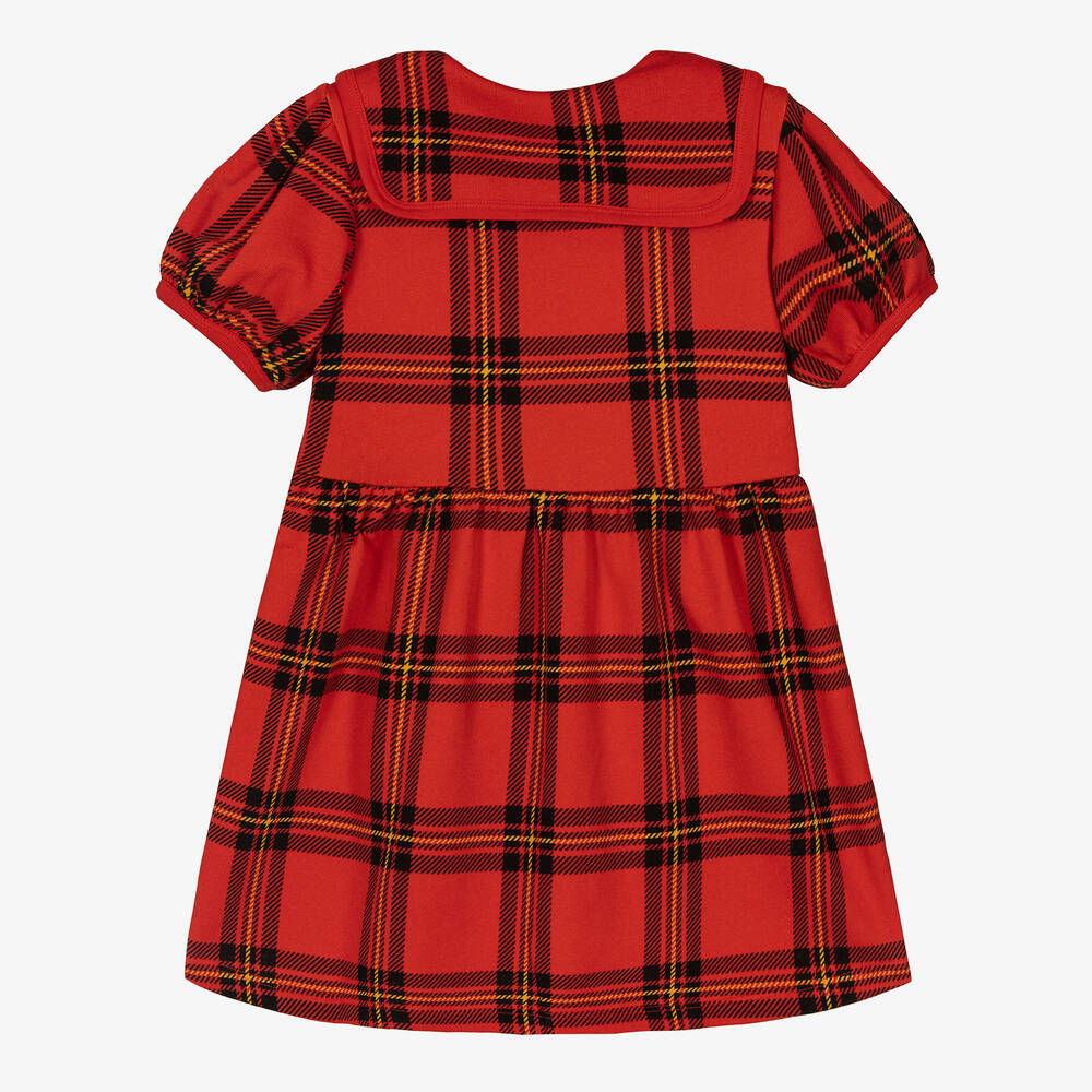 Mini Rodini-Girls Red Tartan Cotton Jersey Dress | Childrensalon Outlet