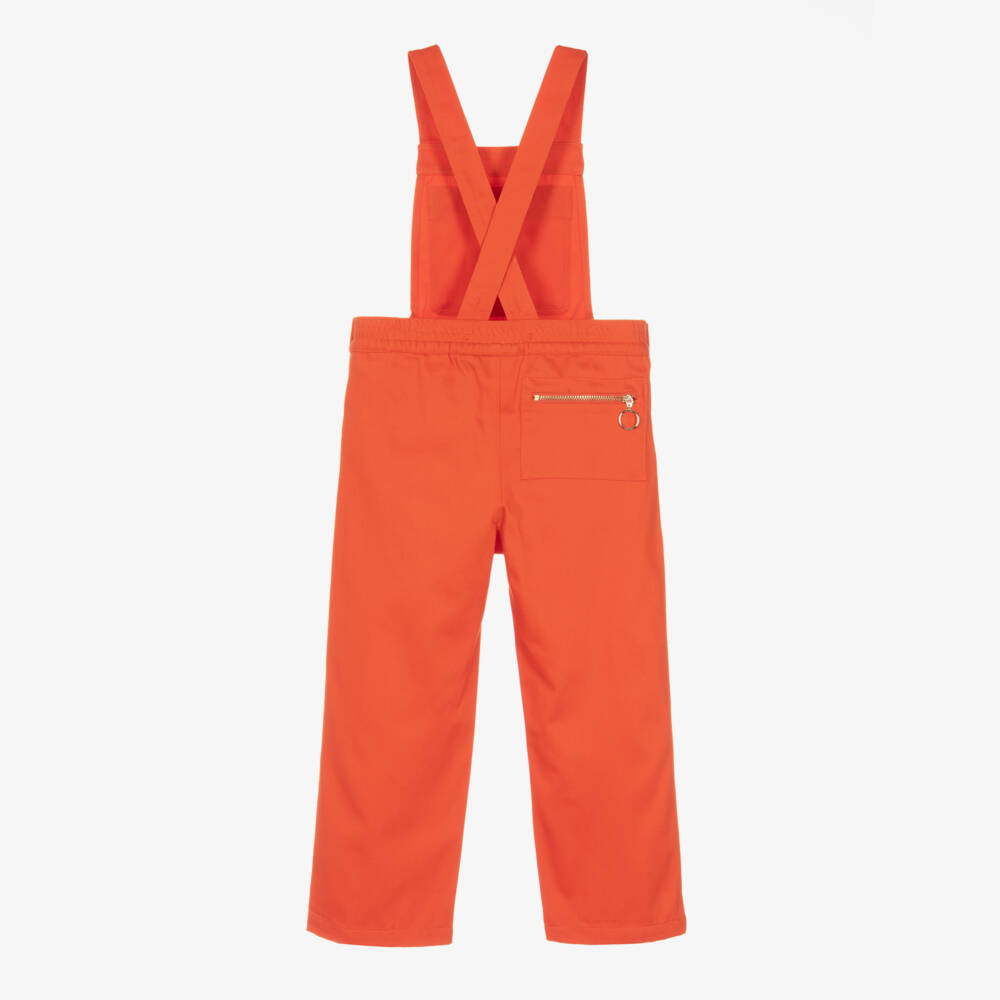 Mini Rodini-Girls Red Twill Patch Dungarees | Childrensalon Outlet