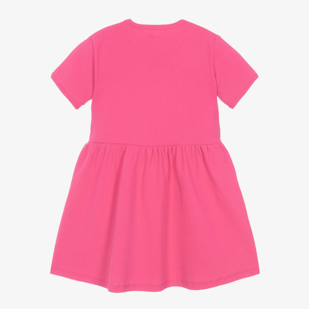 Mini Rodini-Girls Ribbed Pink Cotton Dress | Childrensalon Outlet
