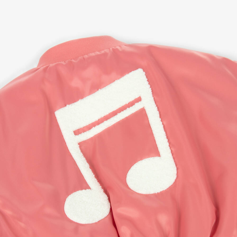 Mini Rodini-Атласная розовая куртка для девочек с музыкальным принтом | Childrensalon Outlet