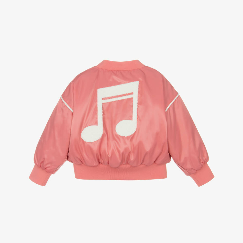 Mini Rodini-Атласная розовая куртка для девочек с музыкальным принтом | Childrensalon Outlet