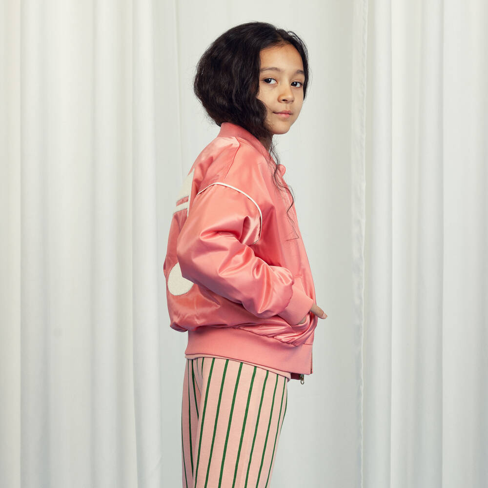 Mini Rodini-Атласная розовая куртка для девочек с музыкальным принтом | Childrensalon Outlet