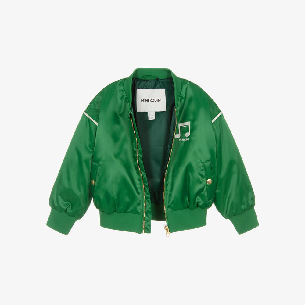Mini Rodini-Girls Satin Song Green Jacket | Childrensalon Outlet