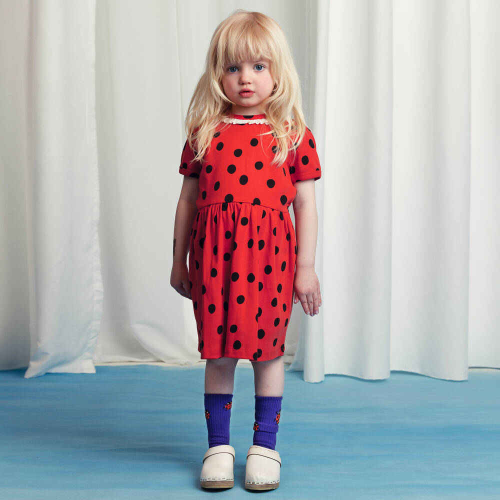 Mini Rodini-Girls Scarlet Dot Organic Dress | Childrensalon Outlet