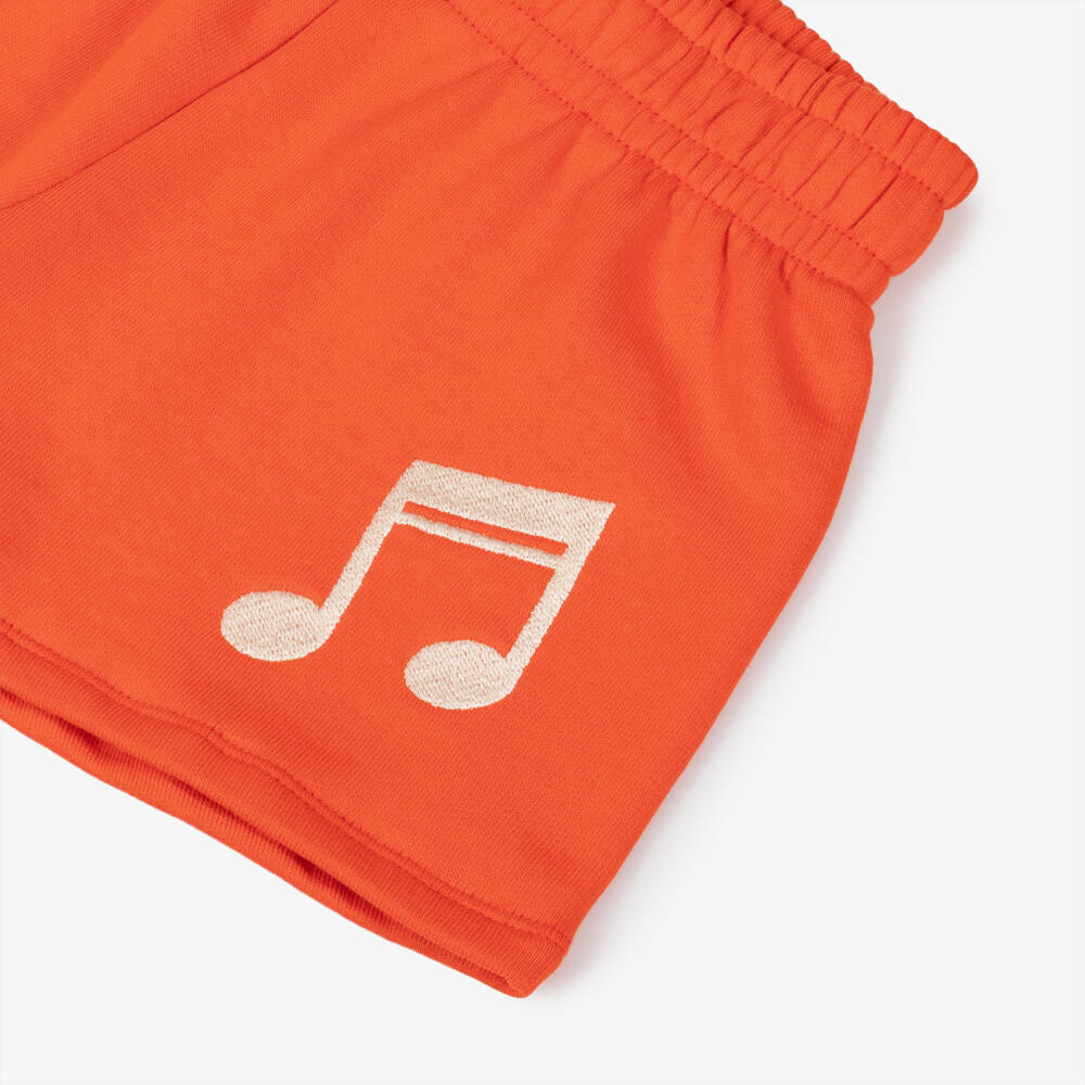 Mini Rodini-Шорты из хлопка с музыкальными нотами для девочек в алом цвете | Childrensalon Outlet
