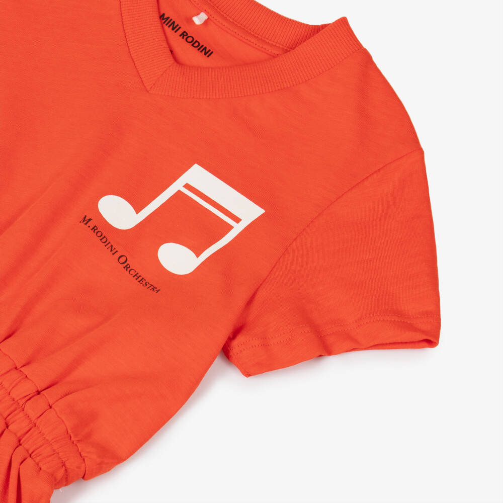 Mini Rodini-Платье из органического хлопка алого цвета для девочек | Childrensalon Outlet