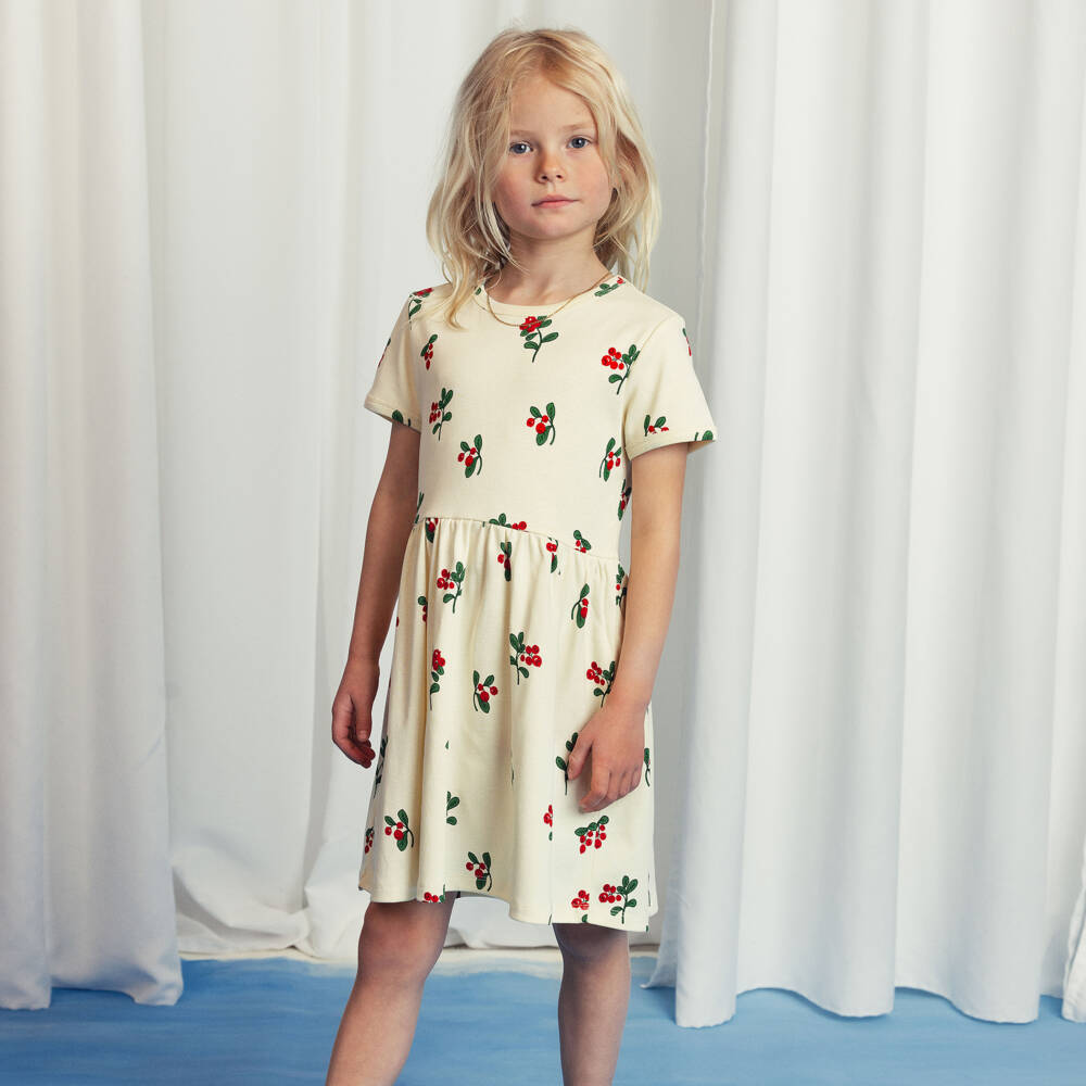 Mini Rodini-Girls Soft Ivory Berry Dress | Childrensalon Outlet