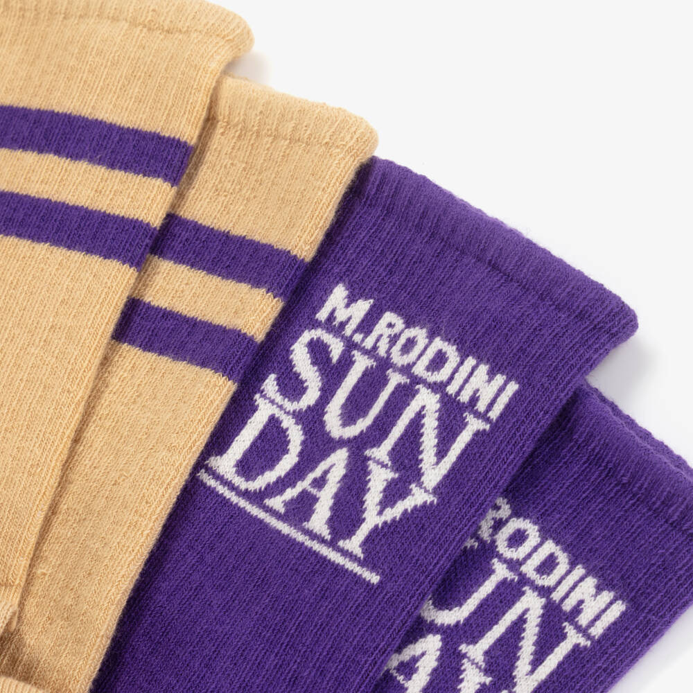 Mini Rodini-Girls Soft Lilac & Cream Sock Duo | Childrensalon Outlet