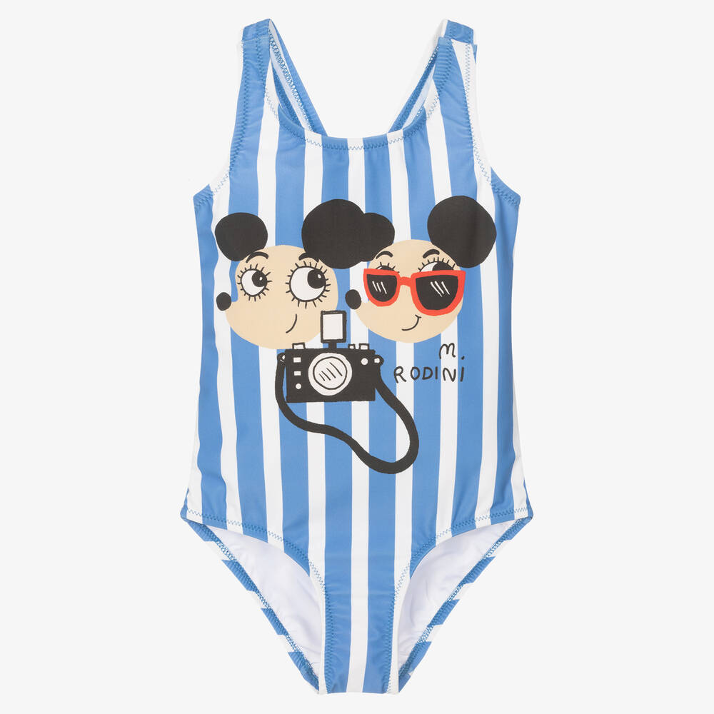 Mini Rodini - Girls Striped Ritzratz Swimsuit (UPF50+) | Childrensalon ...