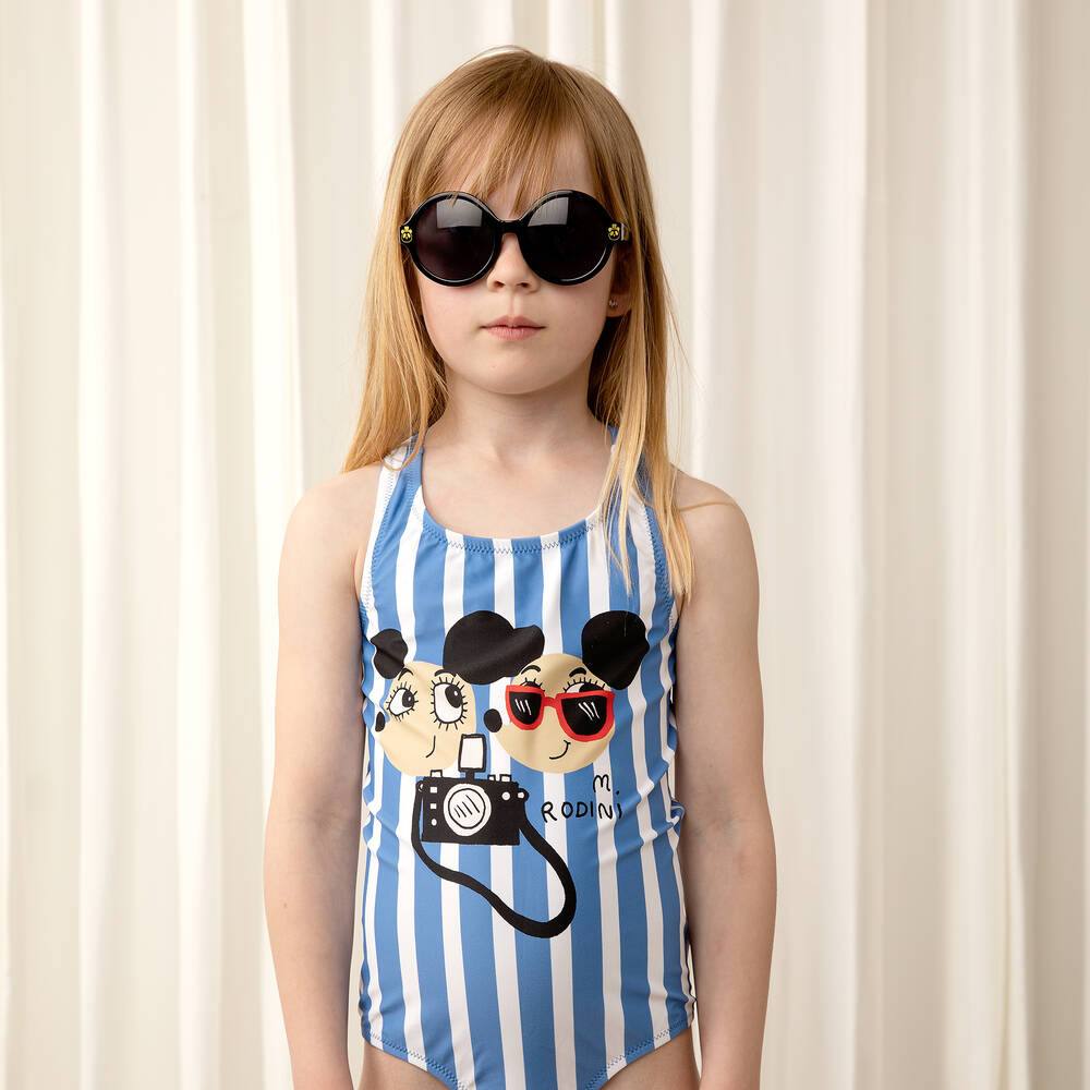 Mini Rodini - Girls Striped Ritzratz Swimsuit (UPF50+) | Childrensalon ...