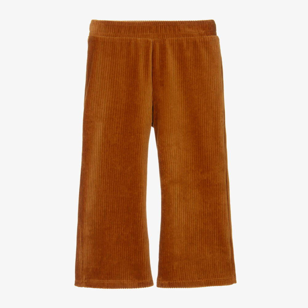 Mini Rodini-Girls Velour Brown Cord Pants | Childrensalon Outlet
