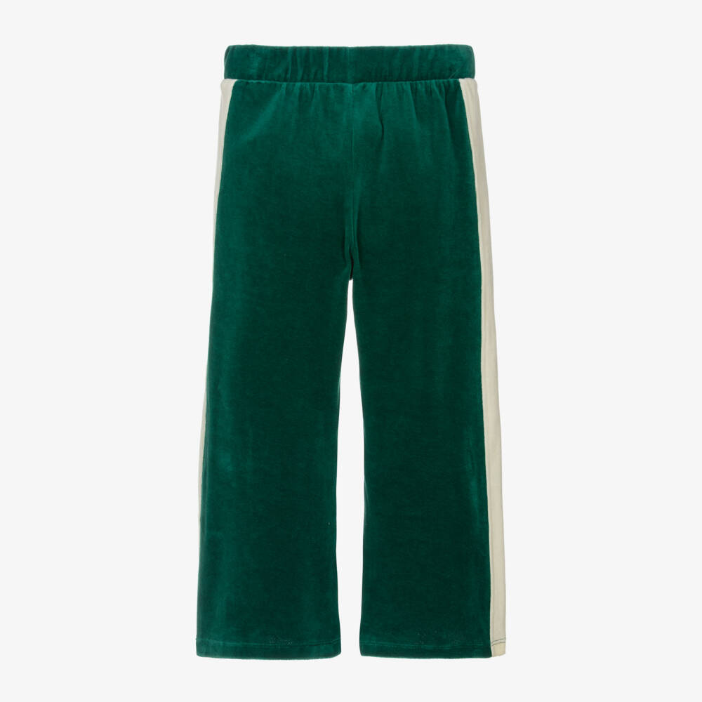Mini Rodini-Girls Velour Striped Green Trousers | Childrensalon Outlet