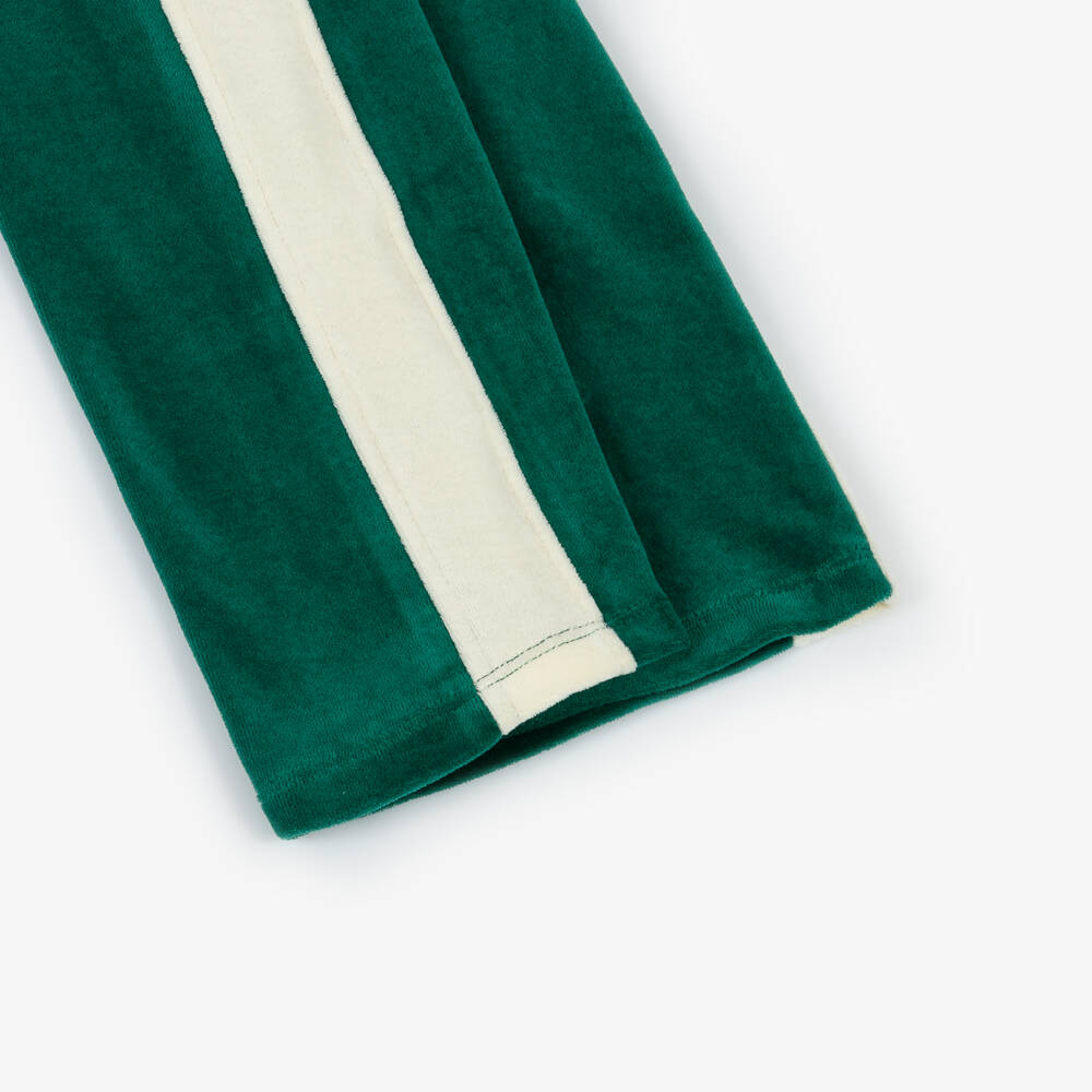 Mini Rodini-Girls Velour Striped Green Trousers | Childrensalon Outlet