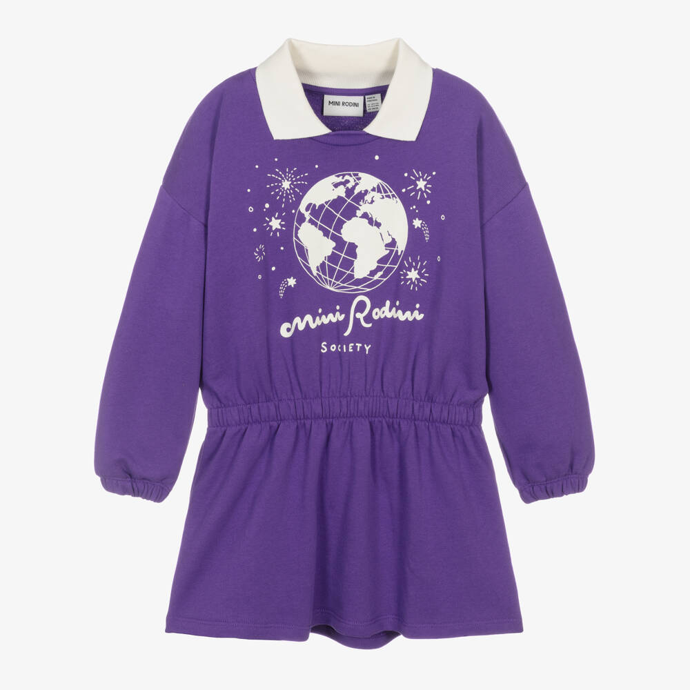 Mini Rodini-Girls Vibrant Purple Cotton Dress | Childrensalon Outlet