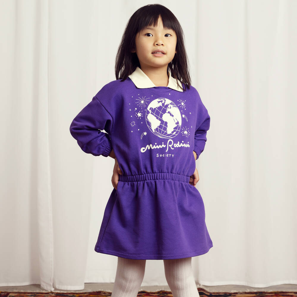 Mini Rodini-فستان قطن عضوي لون بنفسجي | Childrensalon Outlet