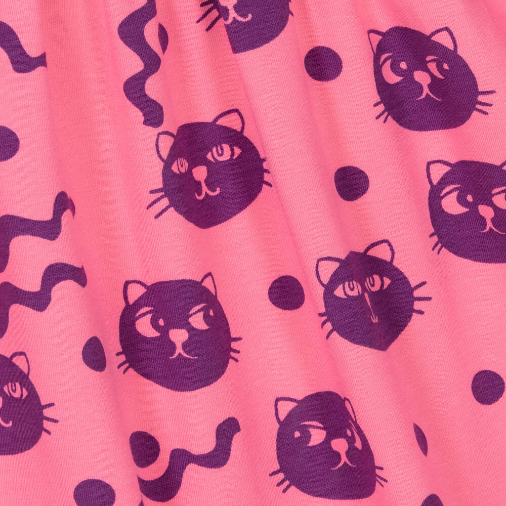 Mini Rodini-Girls Whimsical Cat Pink Dress | Childrensalon Outlet