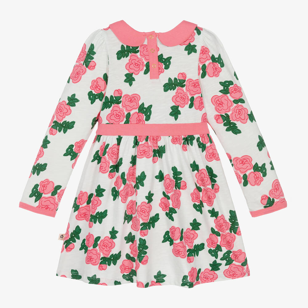 Mini Rodini-Girls White Floral Organic Cotton Dress | Childrensalon Outlet