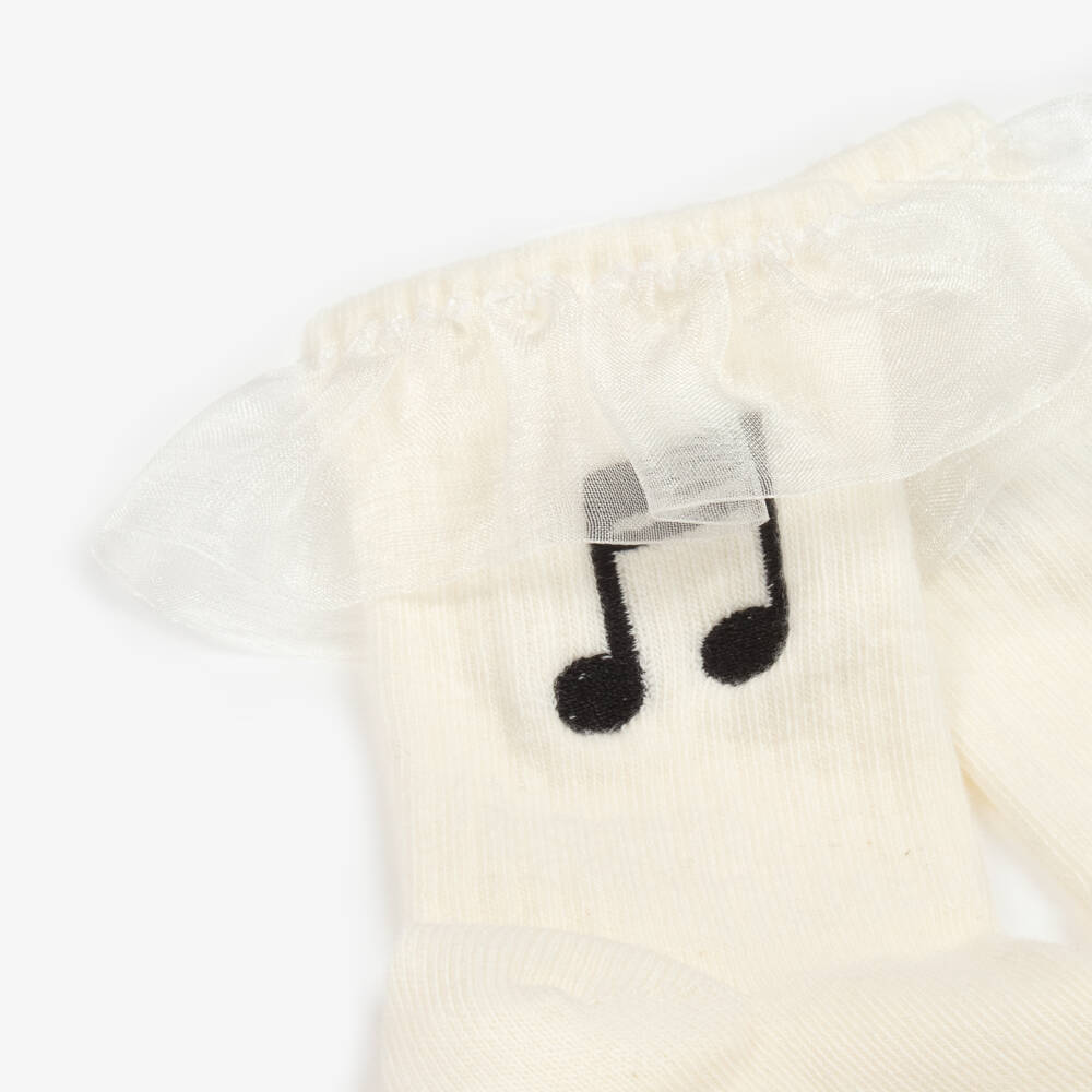 Mini Rodini-Girls White Frilled Music Socks | Childrensalon Outlet