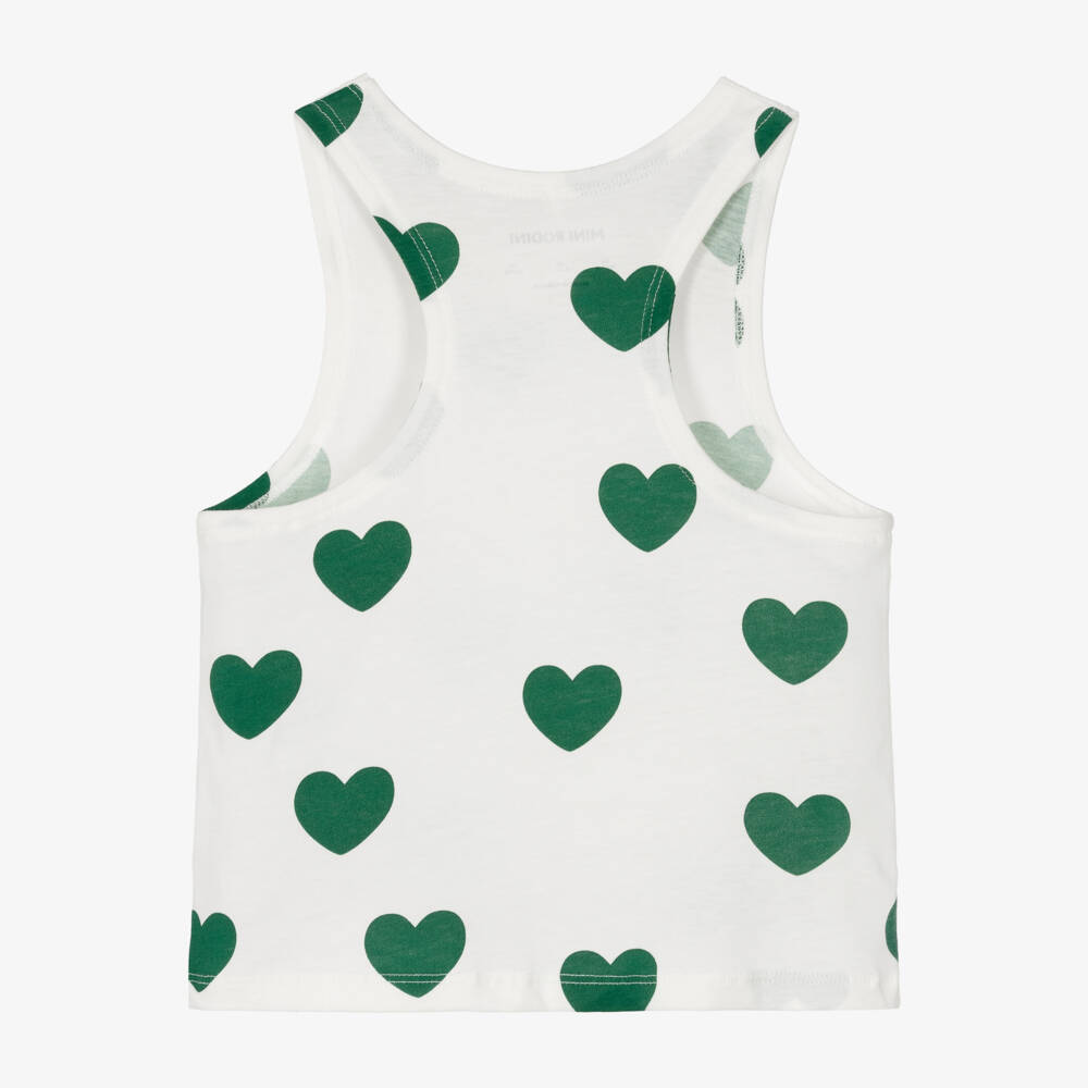 Mini Rodini-Girls White Green Heart Vest Top | Childrensalon Outlet