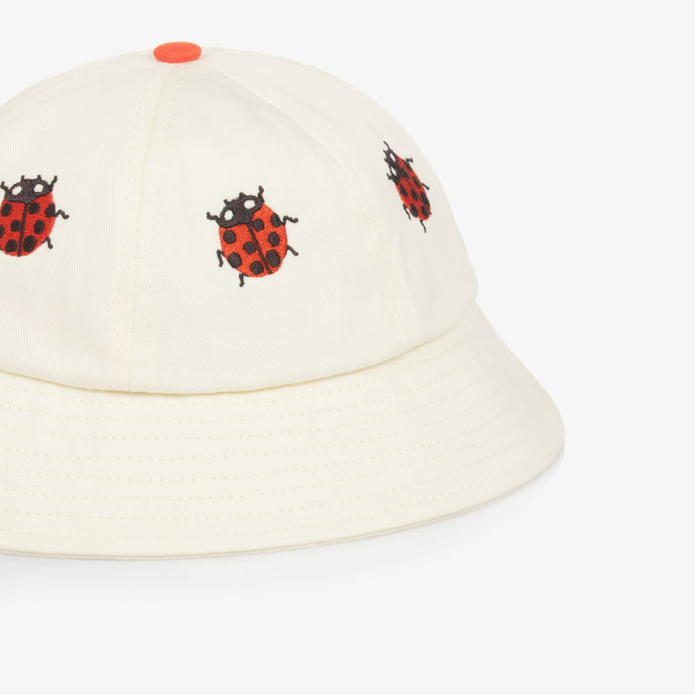 Mini Rodini-Белая шляпа с вышивкой божьей коровки для девочек | Childrensalon Outlet