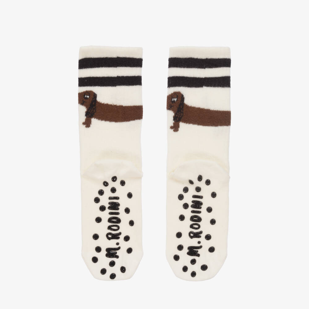 Mini Rodini-Girls White Organic Grip Socks | Childrensalon Outlet