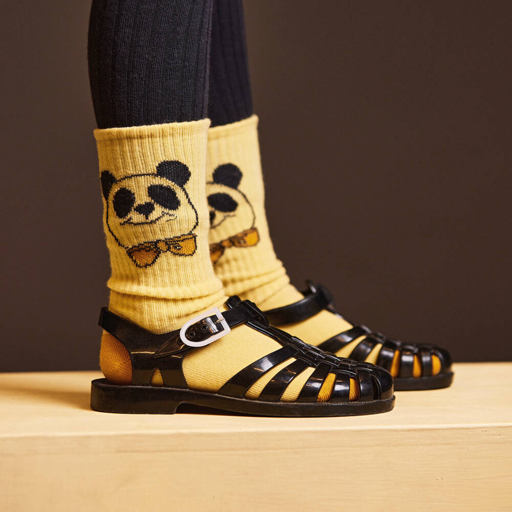 Mini Rodini-Girls White & Yellow Cotton Animal Socks (2 Pack) | Childrensalon Outlet