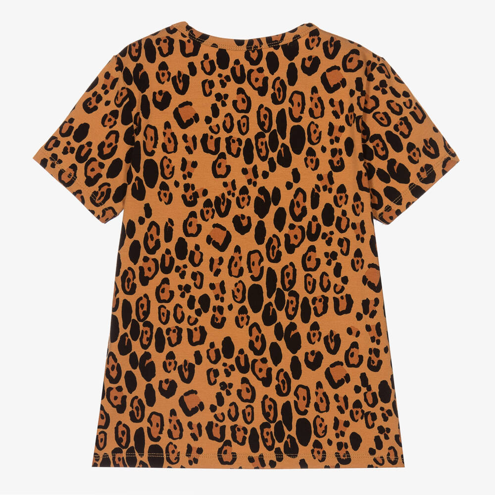 Mini Rodini-Girls Wildcat Print Tee in Cocoa | Childrensalon Outlet