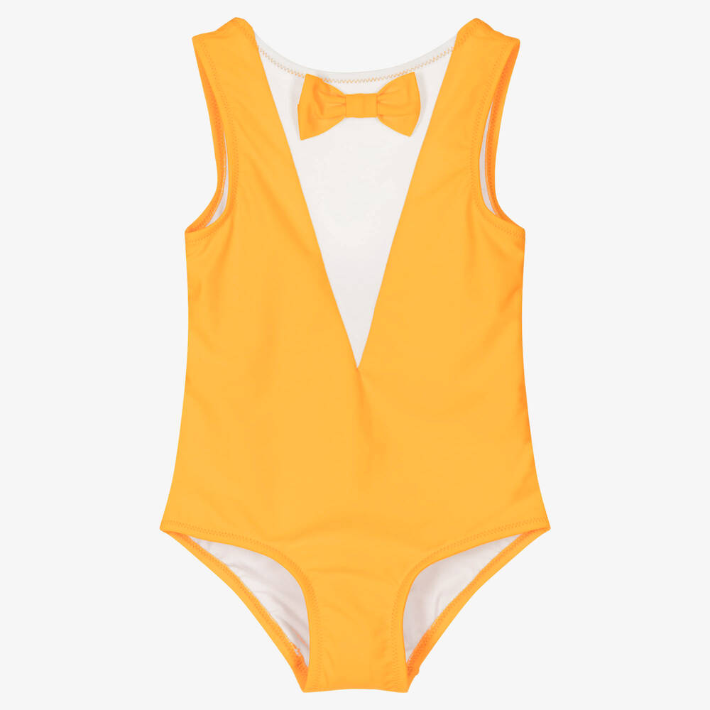Mini Rodini-Girls Yellow Bow Swimsuit (UPF 50+) | Childrensalon Outlet