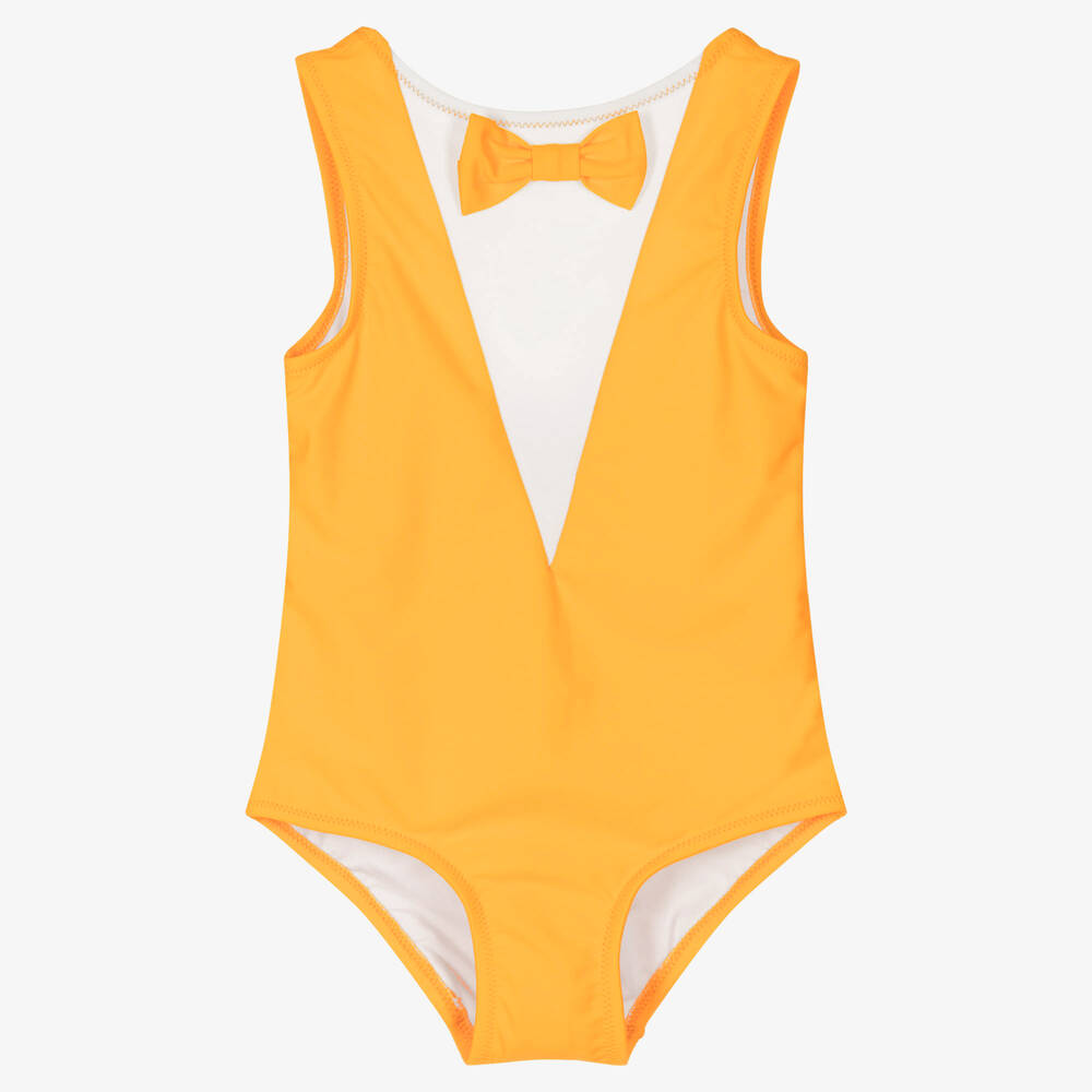 Mini Rodini - Maillot de bain jaune à nœud UPF50+ | Childrensalon