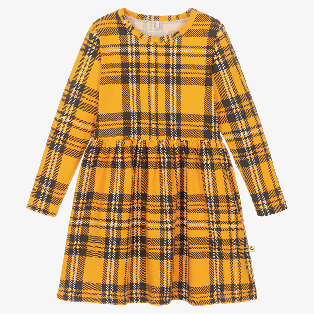 Mini Rodini - Girls Yellow Check Cotton Dress | Childrensalon