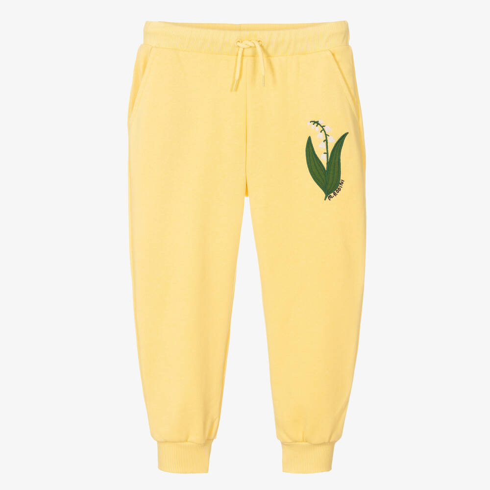 Mini Rodini - Girls Yellow Cotton Joggers | Childrensalon