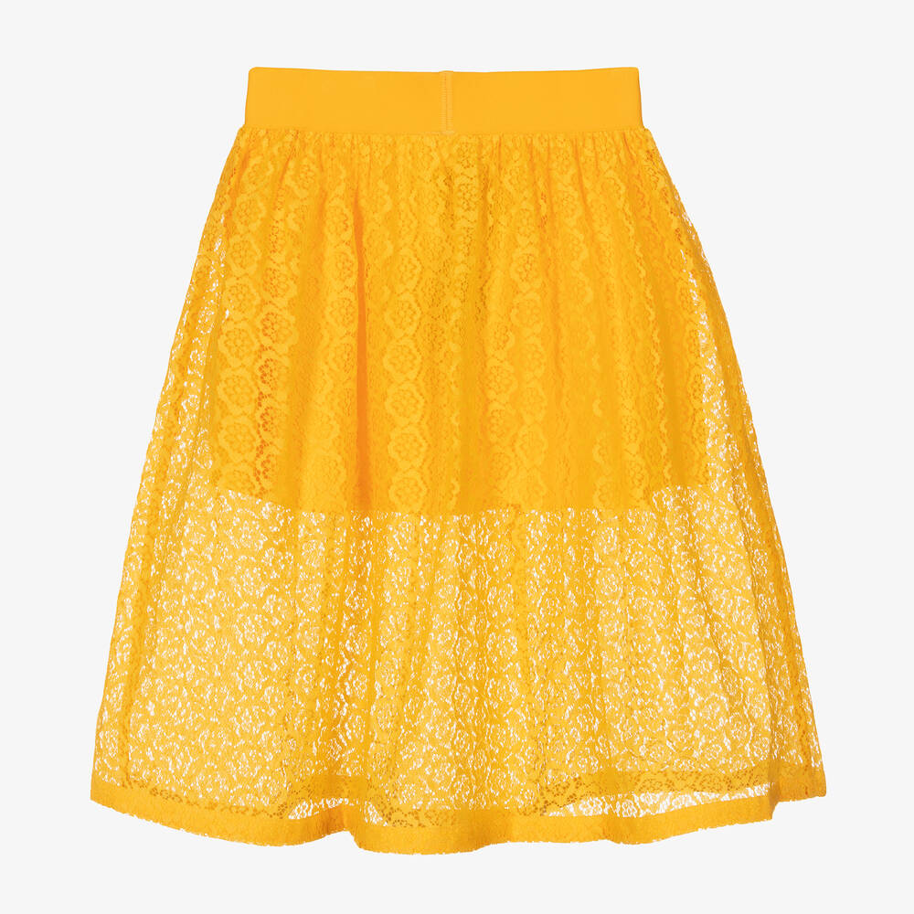 Mini Rodini-Желтая кружевная юбка с сердцем | Childrensalon Outlet
