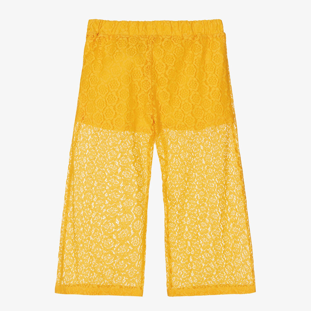 Mini Rodini-Желтые кружевные брюки с сердцем | Childrensalon Outlet