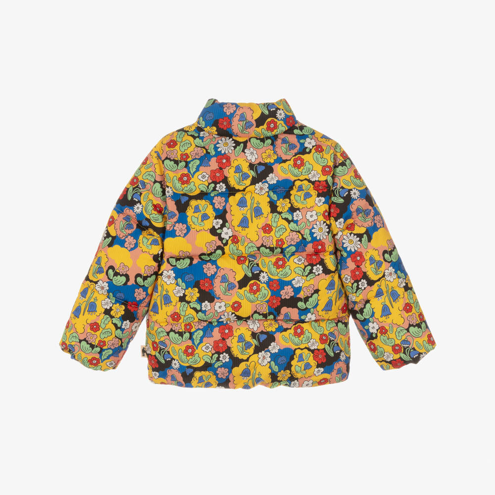 Mini Rodini-Girls Yellow Floral Print Puffer Jacket | Childrensalon Outlet