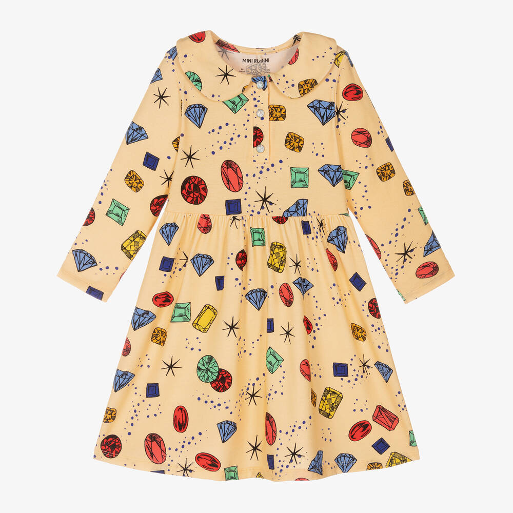 Mini Rodini-Girls Yellow Jewels Jersey Dress | Childrensalon Outlet