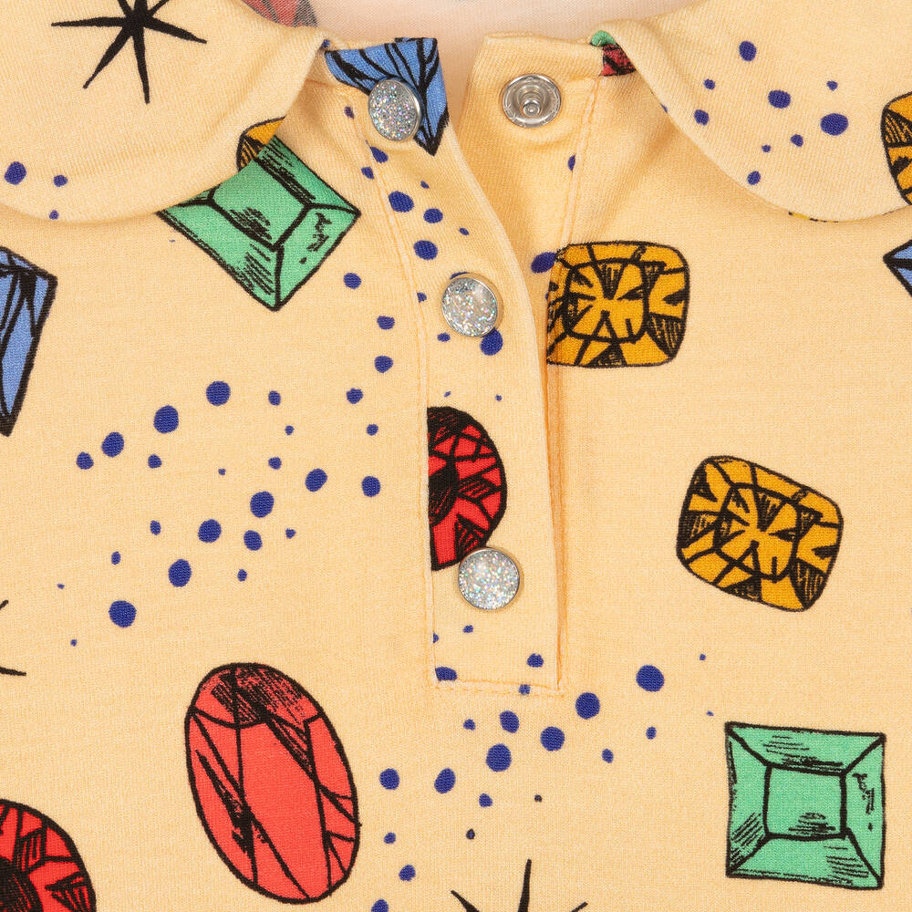 Mini Rodini-Girls Yellow Jewels Jersey Dress | Childrensalon Outlet