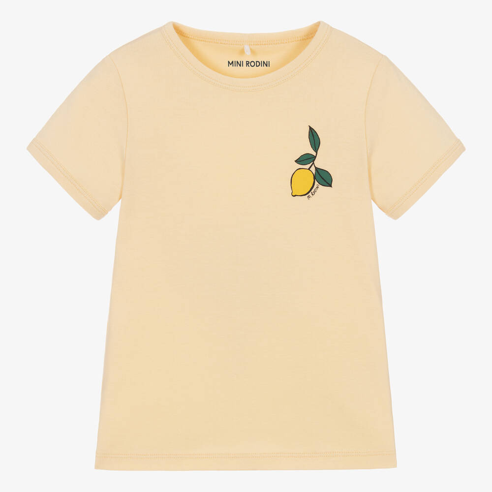 Mini Rodini - T-shirt jaune en coton à citrons | Childrensalon