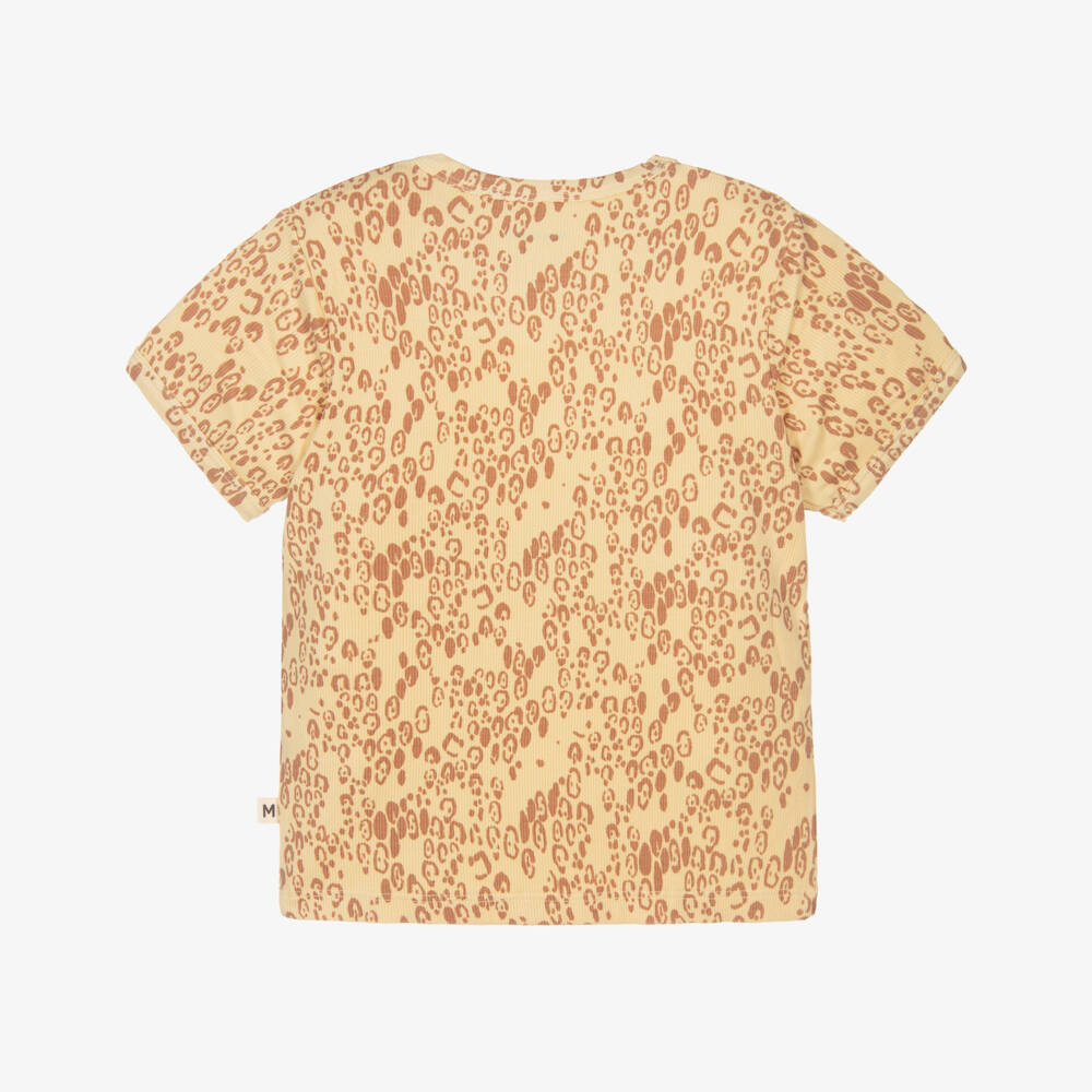 Mini Rodini-Girls Yellow Modal Leopard Print T-Shirt | Childrensalon Outlet