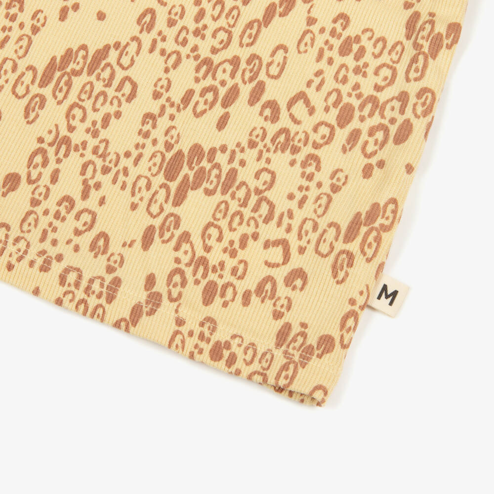 Mini Rodini-Girls Yellow Modal Leopard Print T-Shirt | Childrensalon Outlet