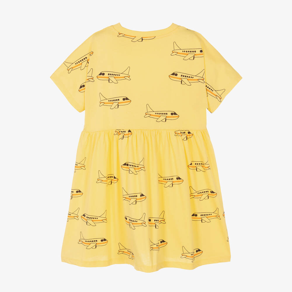 Mini Rodini-فستان قطن عضوي لون أصفر | Childrensalon Outlet