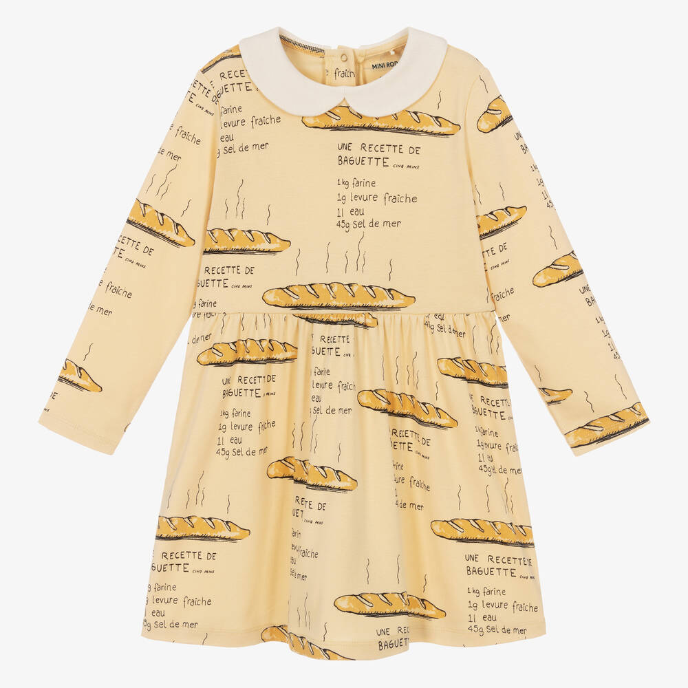 Mini Rodini - Girls Yellow Organic Cotton Baguette Dress | Childrensalon