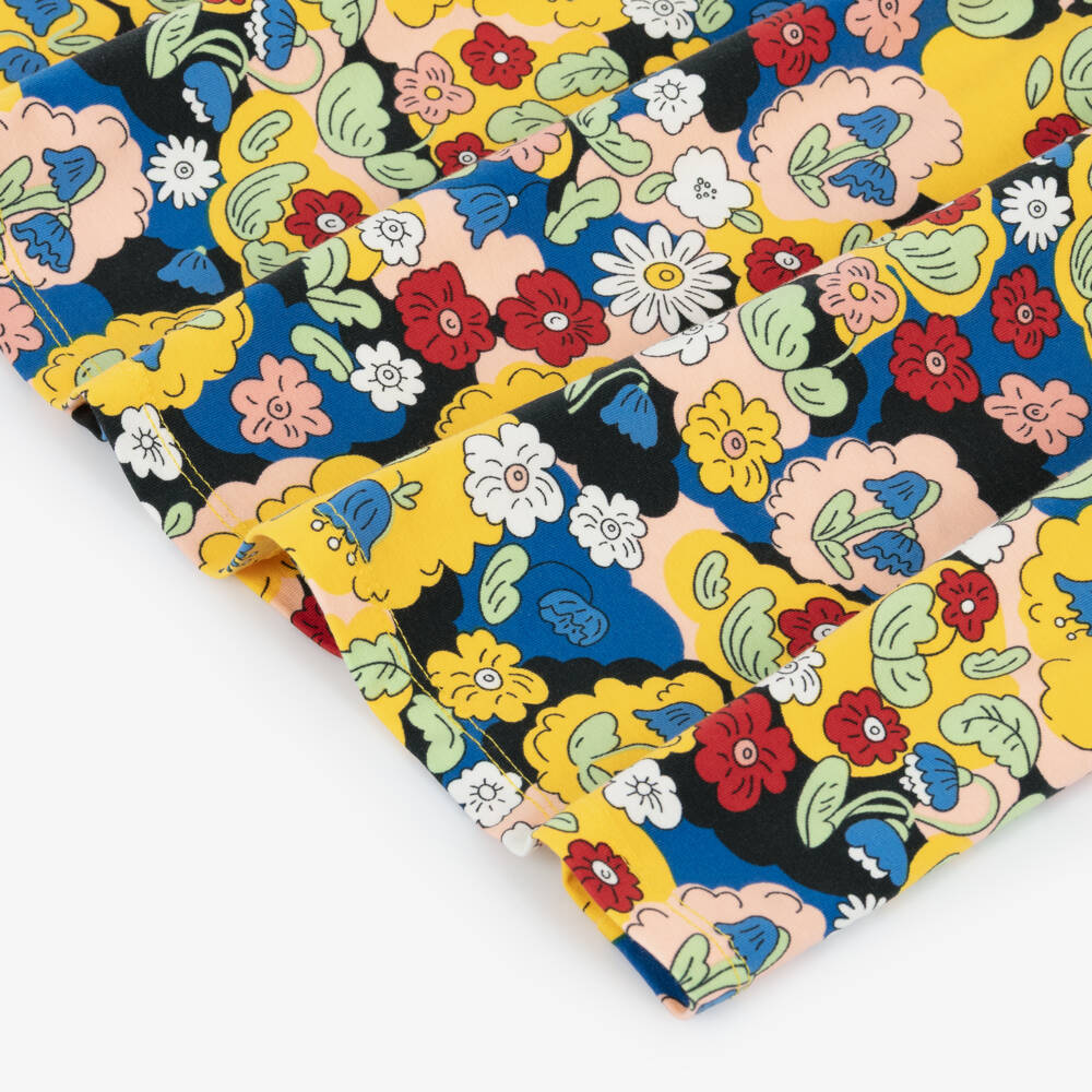 Mini Rodini-Girls Yellow Organic Cotton Floral Dress | Childrensalon Outlet