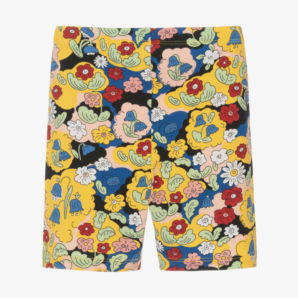 Mini Rodini-Girls Yellow Organic Cotton Floral Shorts | Childrensalon Outlet