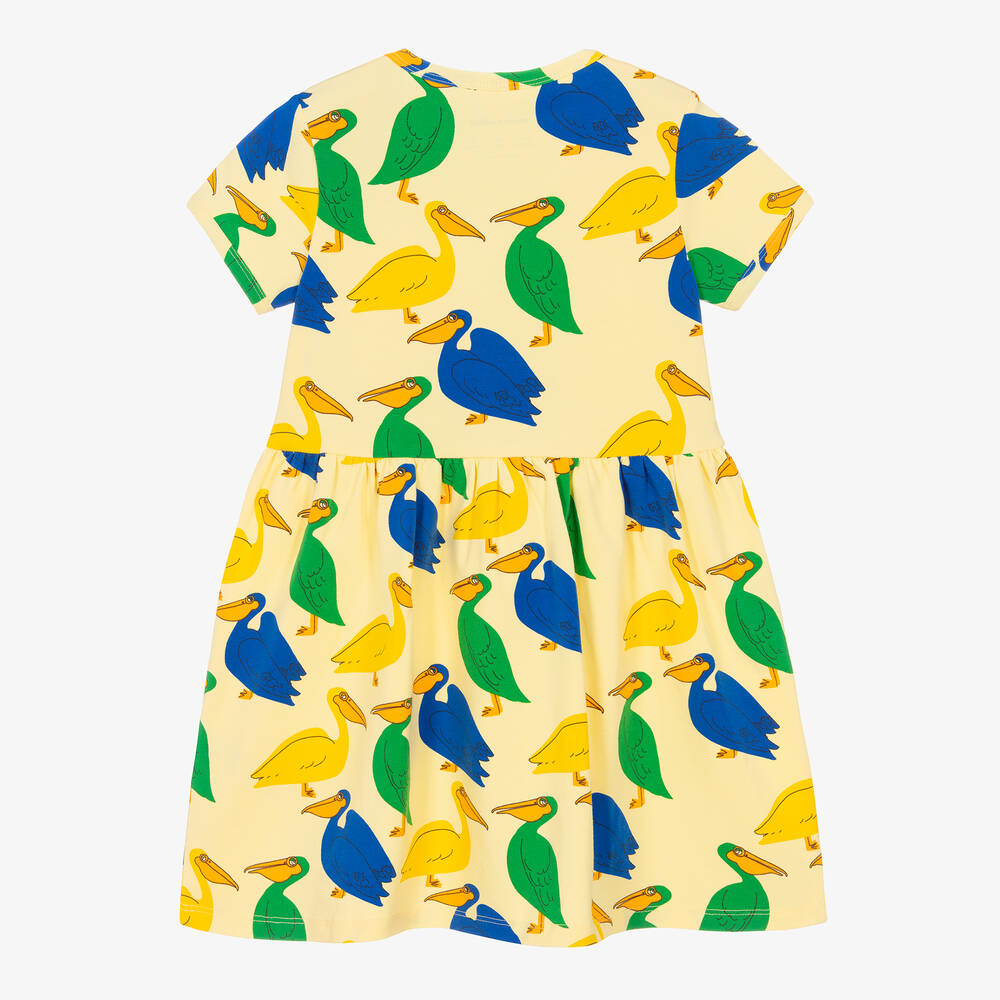 Mini Rodini-Girls Yellow Organic Cotton Pelican Dress | Childrensalon Outlet