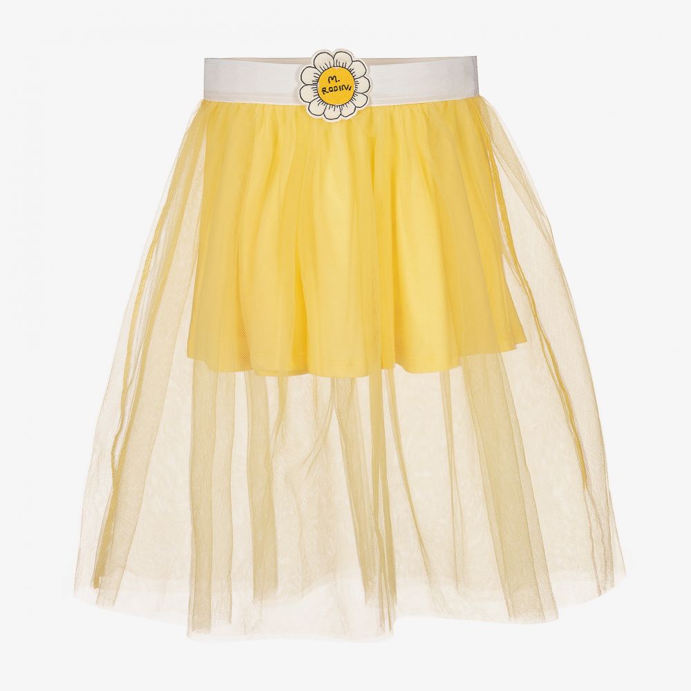 Mini Rodini - Girls Yellow Tulle Midi Skirt | Childrensalon
