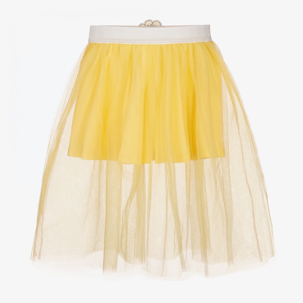 Mini Rodini-Girls Yellow Tulle Midi Skirt | Childrensalon Outlet