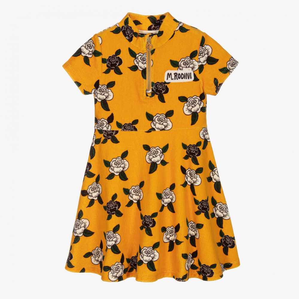 Mini Rodini-Желтое велюровое платье для девочек | Childrensalon Outlet