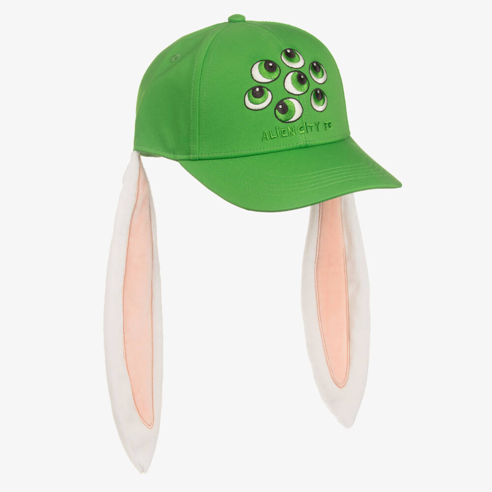 Mini Rodini-Green Alien Bunny Baseball Cap with Long Ears | Childrensalon Outlet