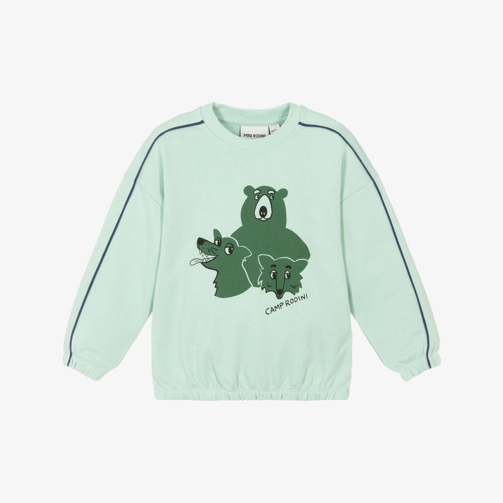 Mini Rodini-Унисекс синий свитшот с животным принтом | Childrensalon Outlet